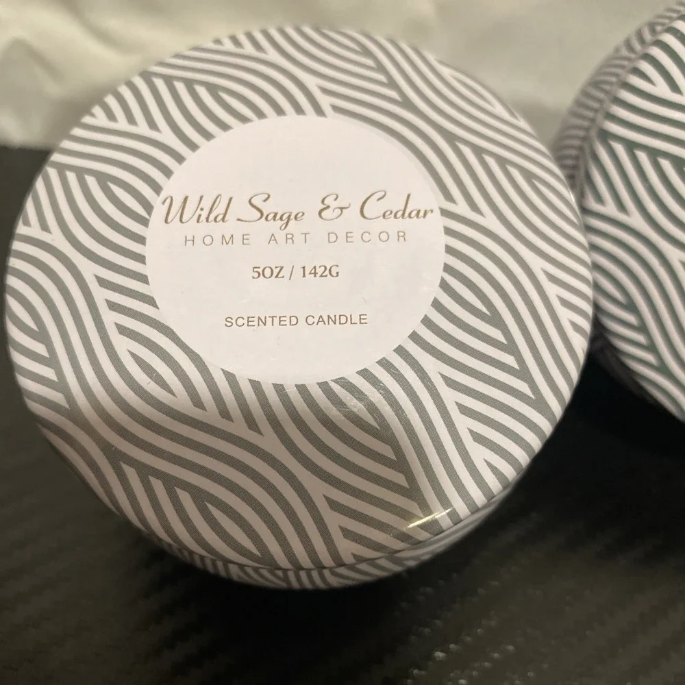 2x Home Art Decor 5oz Scented Candles - Palm Breeze And Wild Sage &‎ Cedar